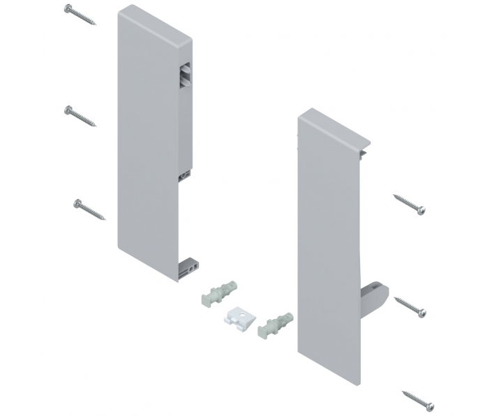 Mocowanie frontu TANDEMBOX antaro, wys. D, jasnoszare, do szuflady wew z pojedynczym relingiem, lewe/prawe