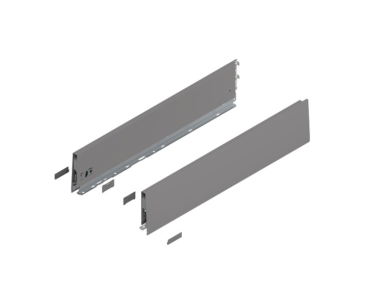 Bok MERIVOBOX, wysokość K (129 mm), dł. 600 mm, lewy/prawy+szary indium     mat*P/U: 1/3