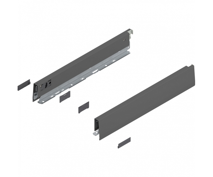 Bok MERIVOBOX, wysokość N (68.5 mm), dł. 400 mm, lewy/prawy+antracyt     mat*P/U: 1/5