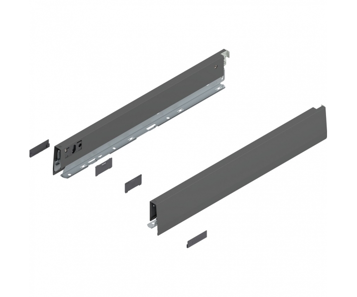Bok MERIVOBOX, wysokość N (68.5 mm), dł. 450 mm, lewy/prawy+antracyt     mat*P/U: 1/5