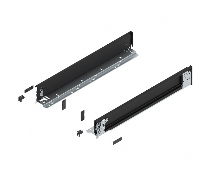 Bok LEGRABOX pure (za korpusem), wys. M (90.5 mm), dł. 550 mm, lewy/prawy, czarny mat