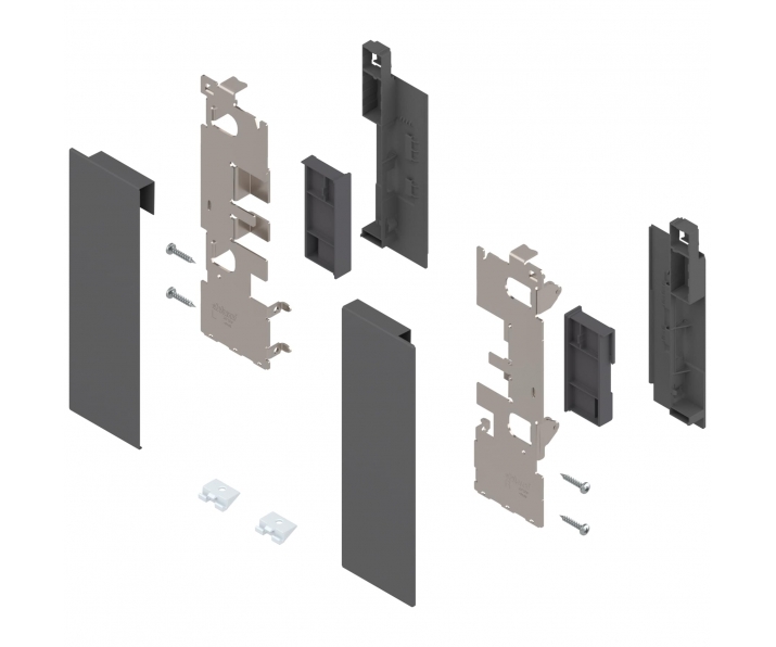 Mocowanie frontu LEGRABOX, wys. C, do szuflady wewnętrznej z elementami dekoracyjnymi, lewe/prawe, antracyt mat