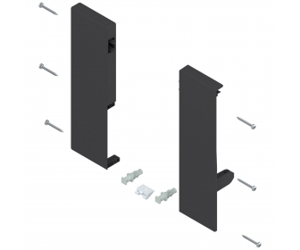 Mocowanie frontu TANDEMBOX antaro, wys. D, czarny, do szuflady wew z pojedynczym relingiem, lewe/prawe