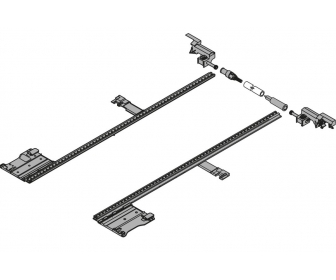 LEGRABOX Stabilizacja boczna, dł. 400 mm, KB 1400 mm, pełen wysuw, do przycięcia, R7037 ciemnoszara