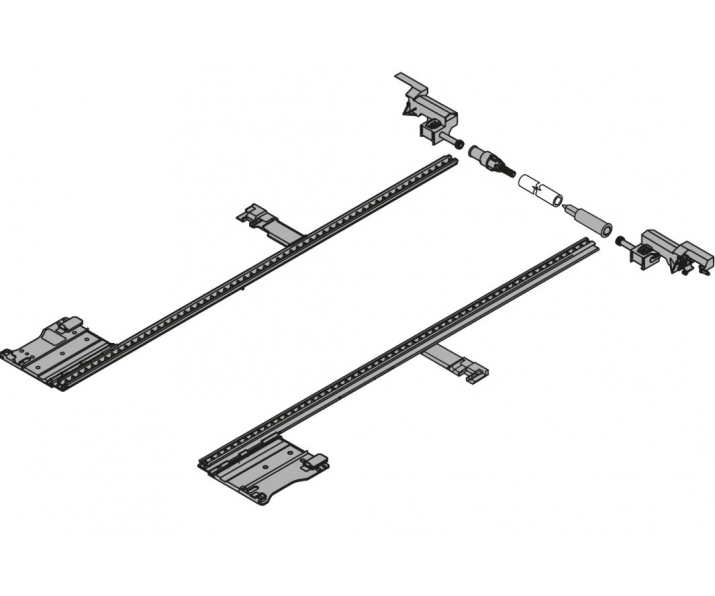 LEGRABOX Stabilizacja boczna, dł. 400 mm, KB 1400 mm, pełen wysuw, do przycięcia, R7037 ciemnoszara