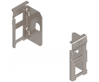 Uchwyt drewnianej ścianki tylnej LEGRABOX, wys. N (80 mm), prawy+lewy, niklowany