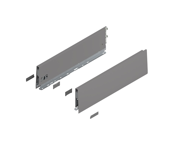 Bok MERIVOBOX, wysokość K (129 mm), dł. 450 mm, lewy/prawy+szary indium     mat*P/U: 1/5