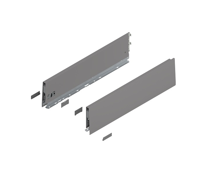 Bok MERIVOBOX, wysokość K (129 mm), dł. 500 mm, lewy/prawy+szary indium     mat*P/U: 1/5