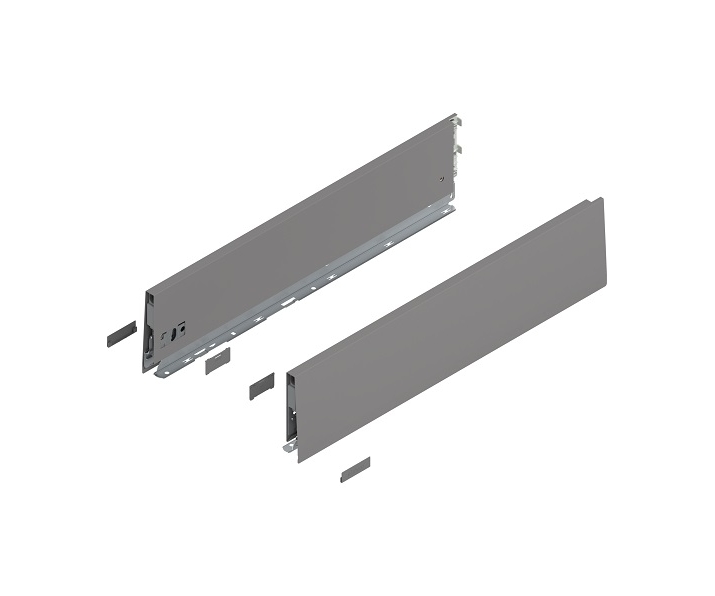 Bok MERIVOBOX, wysokość K (129 mm), dł. 550 mm, lewy/prawy+szary indium     mat*P/U: 1/5