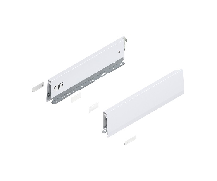 Bok MERIVOBOX, wysokość M (91 mm), dł. 350 mm, lewy/prawy+jedwabiście     biały mat*P/U: 1/5