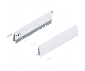 Bok MERIVOBOX, wysokość M (91 mm), dł. 400 mm, lewy/prawy+jedwabiście     biały mat*P/U: 1/5