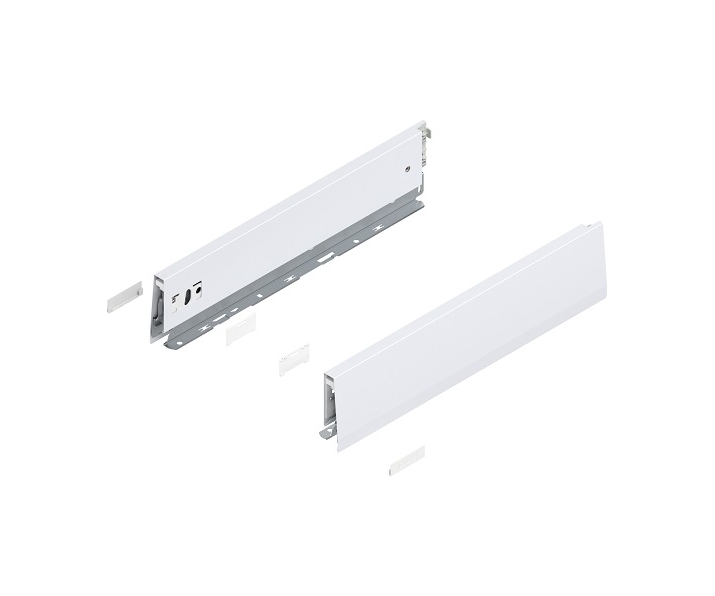 Bok MERIVOBOX, wysokość M (91 mm), dł. 400 mm, lewy/prawy+jedwabiście     biały mat*P/U: 1/5