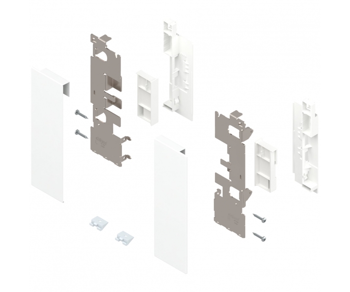 Mocowanie frontu LEGRABOX, wys. C, do szuflady wewnętrznej z elementami dekoracyjnymi, lewe/prawe, jedwabiście biały mat