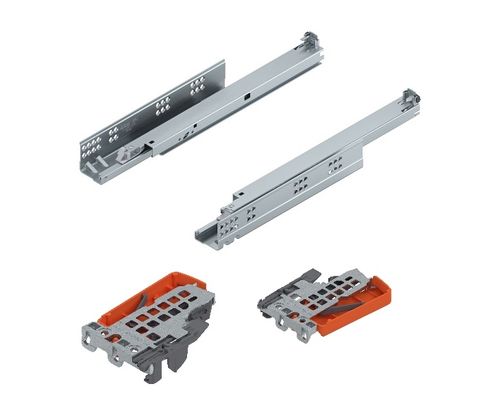 Komplet prowadnic pełny wysuw TANDEM BLUMOTION 500mm, 30kg, cynkowany, BLUM 560F5000B + sprzęgła T51.1700.04