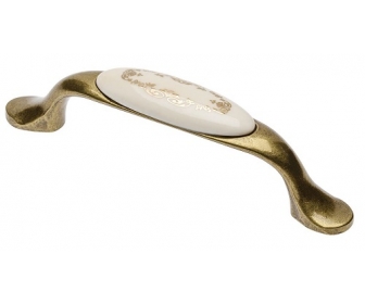 Uchwyt meblowy stare złoto z białą porcelaną orient gold