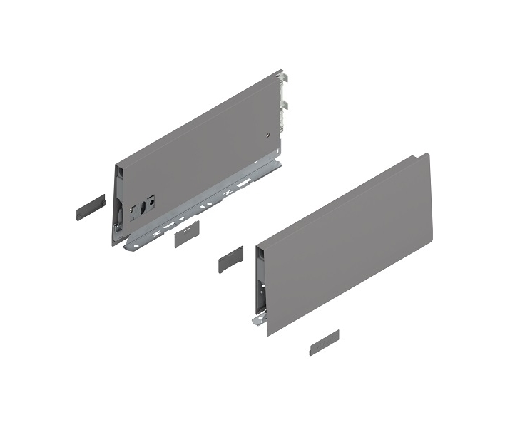 Bok MERIVOBOX, wysokość K (129 mm), dł. 300 mm, lewy/prawy+szary indium     mat*P/U: 1/5