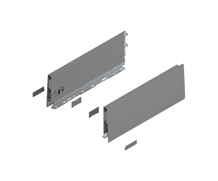Bok MERIVOBOX, wysokość K (129 mm), dł. 350 mm, lewy/prawy+szary indium     mat*P/U: 1/5
