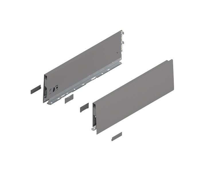 Bok MERIVOBOX, wysokość K (129 mm), dł. 400 mm, lewy/prawy+szary indium     mat*P/U: 1/5