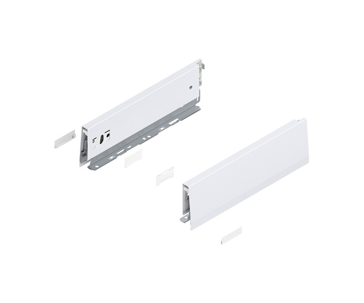 Bok MERIVOBOX, wysokość M (91 mm), dł. 300 mm, lewy/prawy+jedwabiście     biały mat*P/U: 1/5