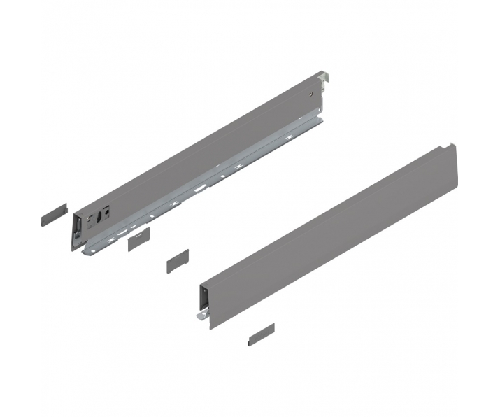 Bok MERIVOBOX, wysokość N (68.5 mm), dł. 500 mm, lewy/prawy+szary indium     mat*P/U: 1/5