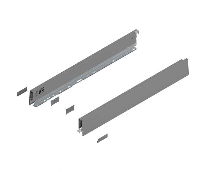Bok MERIVOBOX, wysokość N (68.5 mm), dł. 550 mm, lewy/prawy+szary indium     mat*P/U: 1/5