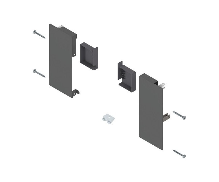 Mocowanie frontu MERIVOBOX , do szuflady wewnętrznej, wysokość K, lewe/prawe antracyt mat