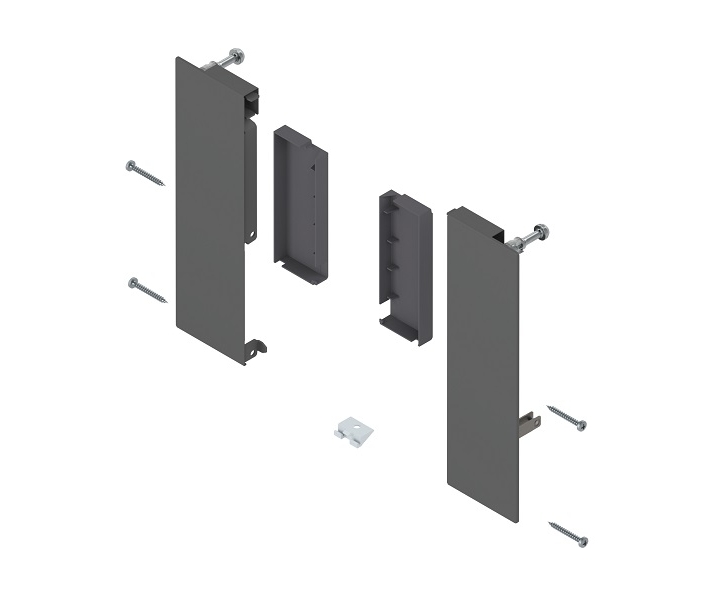 Mocowanie frontu MERIVOBOX, antracyt mat, do szuflady wew z relingiem poprzecznym, lewe/prawe