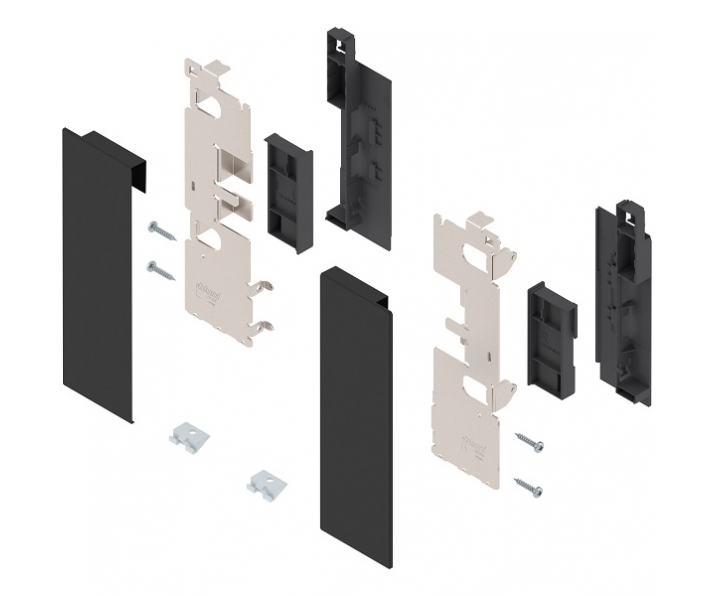 Mocowanie frontu LEGRABOX , wys. C, do szuflady wewnętrznej z elementami dekoracyjnymi, lewe/prawe, do LEGRABOX pure, czarny ca