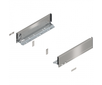 Bok szuflady LEGRABOX, wys. M (90,5 mm), dł. 350 mm, lewy/prawy, inox-szczotk.-lakier.