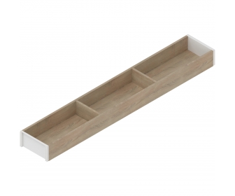 AMBIA-LINE  ramki do szuflady standardowej LEGRABOX, w opcji drewnopodobnej, dł. 650 mm, szerokość 100 mm, Dąb Bard./jedwab.bia