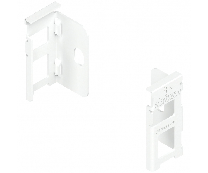 Uchwyt drewnianej ścianki tylnej LEGRABOX, wys. N (80 mm), prawy+lewy, jedwabiście biały mat