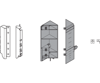 WYC. Mocowanie frontu TANDEMBOX, wys. D, EXPANDO, zestaw, SPACE CORNER, R737ciemnoszary/R906 alum.