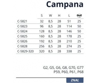 Uchwyt CAMPANA L-192mm G3 złoty