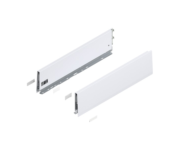 Bok MERIVOBOX, wysokość K (129 mm), dł. 500 mm, lewy/prawy+jedwabiście     biały mat*P/U: 1/5