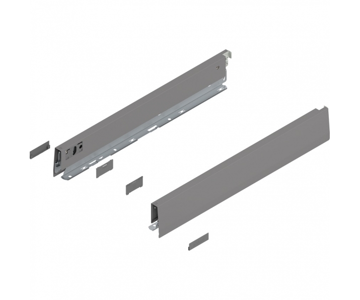 Bok MERIVOBOX, wysokość N (68.5 mm), dł. 450 mm, lewy/prawy+szary indium     mat*P/U: 1/5