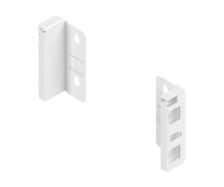 Uchwyt drewnianej ścianki tylnej MERIVOBOX, wys. M (108 mm),     prawy+lewy+jedwabiście biały mat*P/U: 25