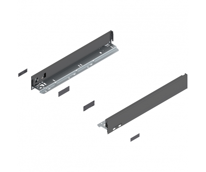 Bok szuflady LEGRABOX, wys. N (66,5 mm), dł. 450 mm, lewy/prawy, antracyt mat