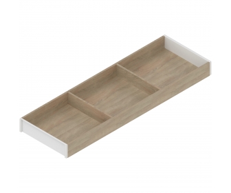 AMBIA-LINE  ramki do szuflady standardowej LEGRABOX, w opcji drewnopodobnej, dł. 650 mm, szerokość 200 mm, Dąb Bard./jedwab.bia