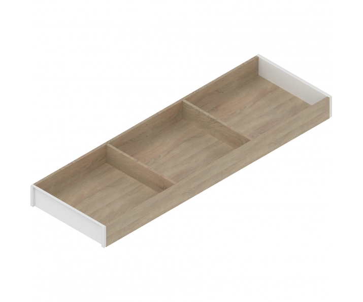AMBIA-LINE  ramki do szuflady standardowej LEGRABOX, w opcji drewnopodobnej, dł. 650 mm, szerokość 200 mm, Dąb Bard./jedwab.bia