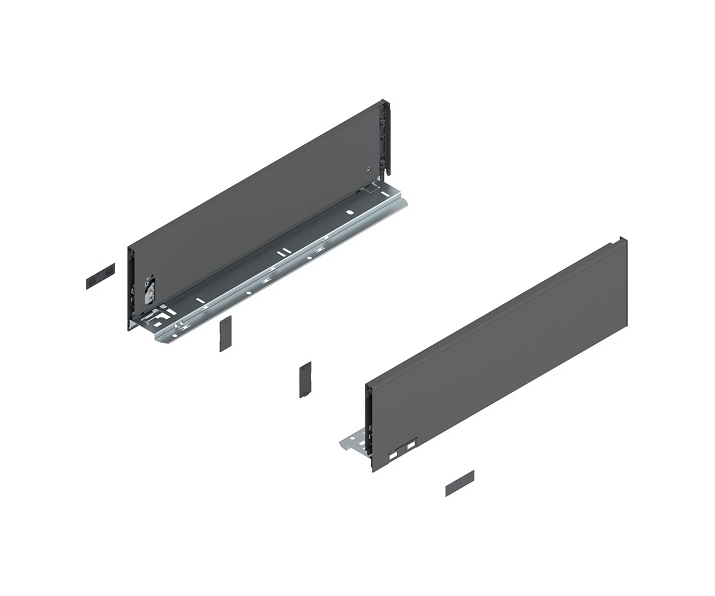 Bok szuflady LEGRABOX, wys. K (128,5 mm), dł. 450 mm, lewy/prawy, antracyt mat