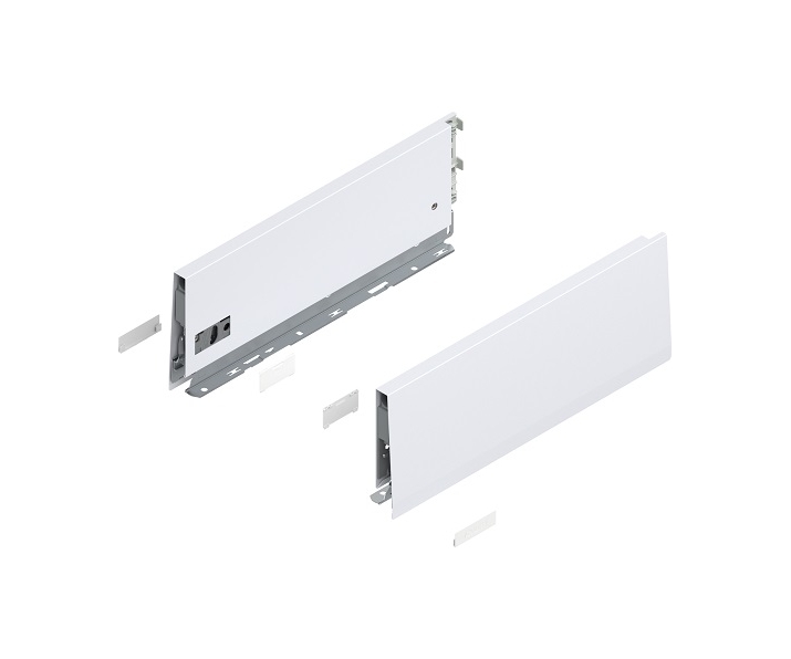 Bok MERIVOBOX, wysokość K (129 mm), dł. 350 mm, lewy/prawy+jedwabiście     biały mat*P/U: 1/5