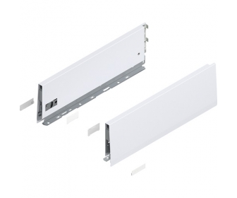 Bok MERIVOBOX, wysokość K (129 mm), dł. 400 mm, lewy/prawy+jedwabiście     biały mat*P/U: 1/5