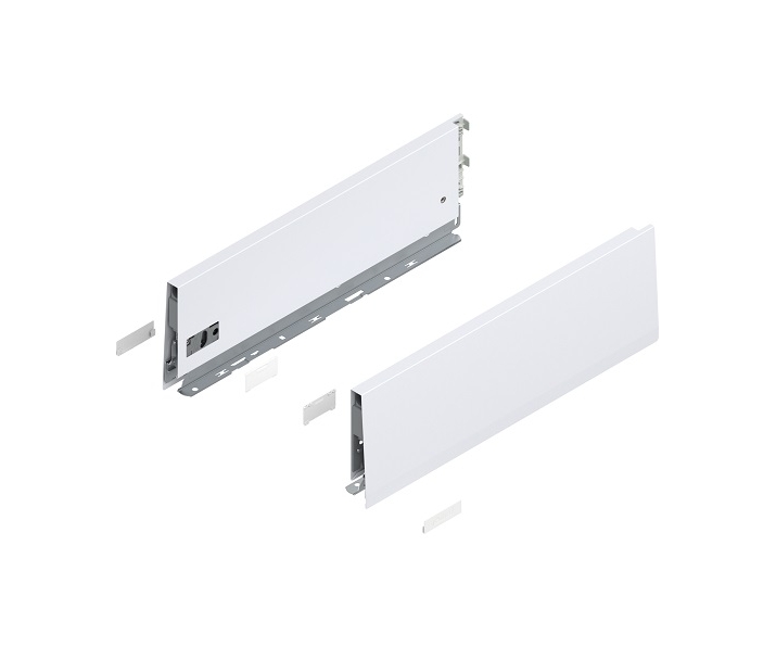 Bok MERIVOBOX, wysokość K (129 mm), dł. 400 mm, lewy/prawy+jedwabiście     biały mat*P/U: 1/5