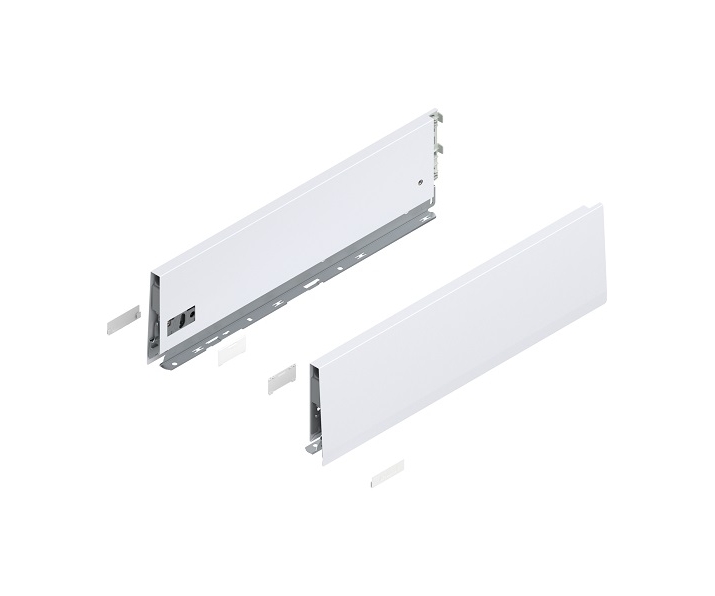 Bok MERIVOBOX, wysokość K (129 mm), dł. 450 mm, lewy/prawy+jedwabiście     biały mat*P/U: 1/5