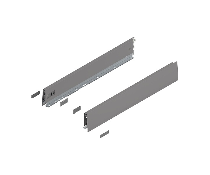 Bok MERIVOBOX, wysokość M (91 mm), dł. 550 mm, lewy/prawy+szary indium     mat*P/U: 1/5