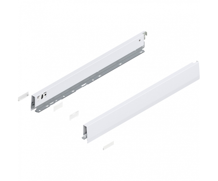 Bok MERIVOBOX, wysokość N (68.5 mm), dł. 550 mm, lewy/prawy+jedwabiście     biały mat*P/U: 1/5