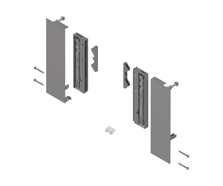Mocowanie frontu MERIVOBOX , do szuflady wewnętrznej z elementami dekoracyjnymi, lewe/prawe szary indium mat