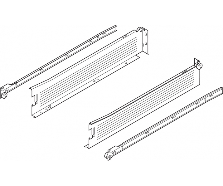 BLUM 320M4500C15 szuflada METABOX częściowy wysuw, 25 kg, NL 450 mm, H 86 mm, szara