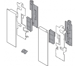 Mocowanie frontu LEGRABOX, wys. C, do szuflady wewnętrznej z elementami dekoracyjnymi, lewe/prawe, inox-szczotk.-lakier.
