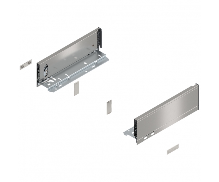 Bok szuflady LEGRABOX, wys. M (90,5 mm), dł. 270 mm, lewy/prawy, inox-szczotk.-lakier.